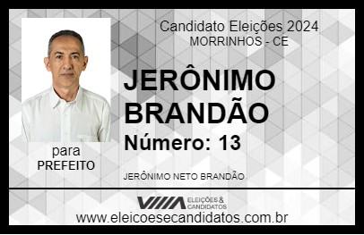 Candidato JERÔNIMO BRANDÃO 2024 - MORRINHOS - Eleições