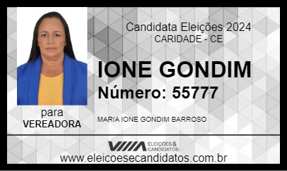 Candidato IONE GONDIM 2024 - CARIDADE - Eleições