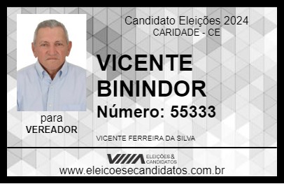 Candidato VICENTE BIRINDÔ 2024 - CARIDADE - Eleições