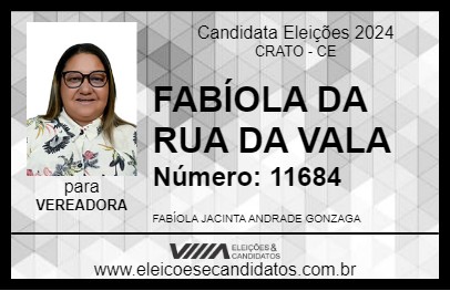 Candidato FABÍOLA DA RUA DA VALA 2024 - CRATO - Eleições