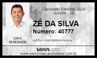 Candidato ZÉ DA SILVA  2024 - GUAIÚBA - Eleições