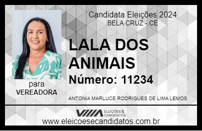 Candidato LALA DOS ANIMAIS 2024 - BELA CRUZ - Eleições