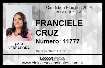 Candidato FRANCIELE CRUZ 2024 - BELA CRUZ - Eleições