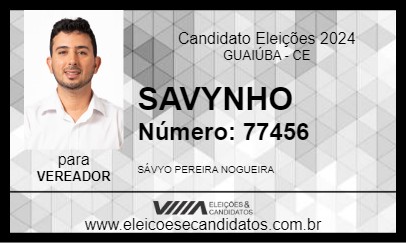 Candidato SAVYNHO 2024 - GUAIÚBA - Eleições