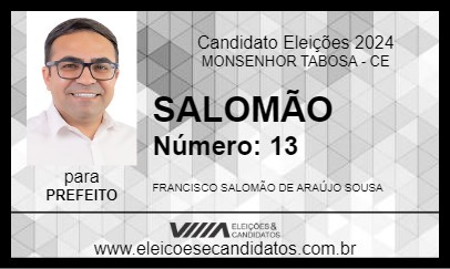 Candidato SALOMÃO 2024 - MONSENHOR TABOSA - Eleições