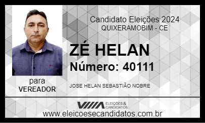 Candidato ZÉ HELAN 2024 - QUIXERAMOBIM - Eleições