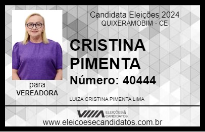 Candidato CRISTINA PIMENTA 2024 - QUIXERAMOBIM - Eleições