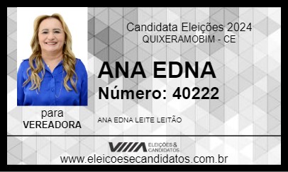 Candidato ANA EDNA 2024 - QUIXERAMOBIM - Eleições