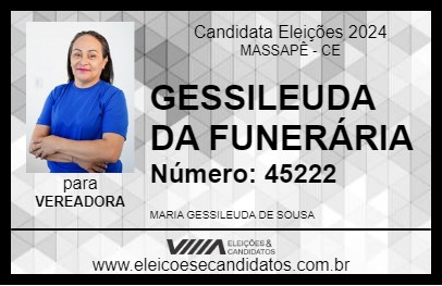 Candidato GESSILEUDA DA FUNERÁRIA 2024 - MASSAPÊ - Eleições