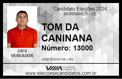 Candidato TOM DA  CANINANA 2024 - MORRINHOS - Eleições