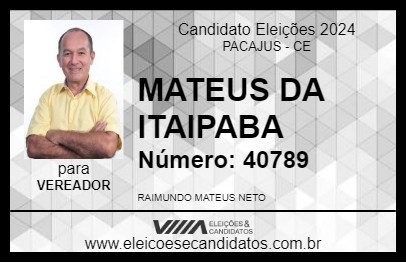 Candidato MATEUS DA ITAIPABA 2024 - PACAJUS - Eleições