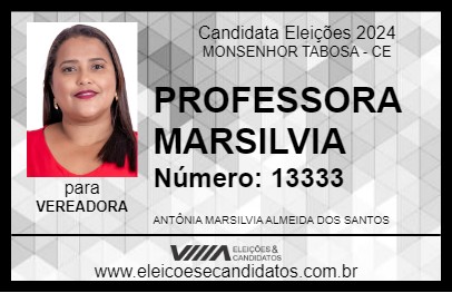 Candidato PROFESSORA MARSILVIA 2024 - MONSENHOR TABOSA - Eleições