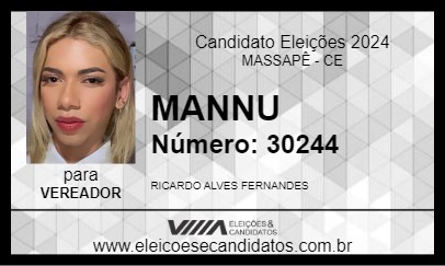 Candidato MANNU ALVES 2024 - MASSAPÊ - Eleições