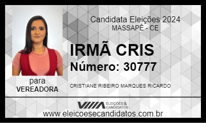 Candidato IRMÃ CRIS 2024 - MASSAPÊ - Eleições