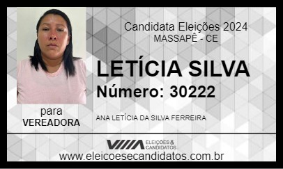 Candidato LETÍCIA SILVA 2024 - MASSAPÊ - Eleições