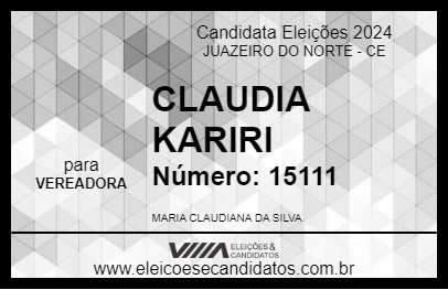 Candidato CLAUDIA KARIRI 2024 - JUAZEIRO DO NORTE - Eleições