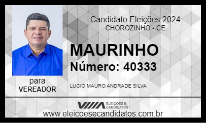 Candidato MAURINHO 2024 - CHOROZINHO - Eleições