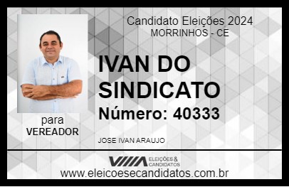 Candidato IVAN DO SINDICATO 2024 - MORRINHOS - Eleições