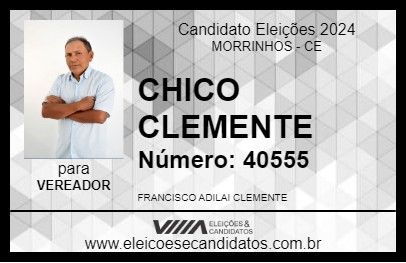 Candidato CHICO CLEMENTE 2024 - MORRINHOS - Eleições