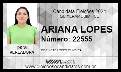 Candidato ARIANA LOPES 2024 - QUIXERAMOBIM - Eleições