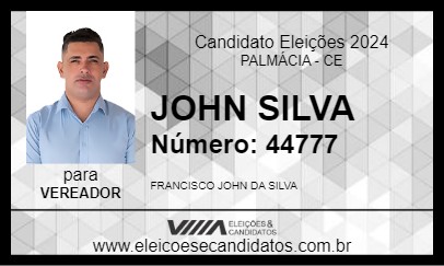 Candidato JOHN SILVA 2024 - PALMÁCIA - Eleições