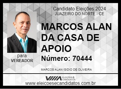 Candidato MARCOS ALAN DA CASA DE APOIO 2024 - JUAZEIRO DO NORTE - Eleições