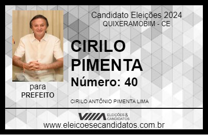 Candidato CIRILO PIMENTA 2024 - QUIXERAMOBIM - Eleições