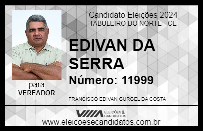 Candidato EDIVAN DA SERRA 2024 - TABULEIRO DO NORTE - Eleições