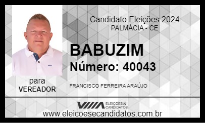 Candidato BABUZIM 2024 - PALMÁCIA - Eleições