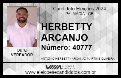 Candidato HERBETTY ARCANJO 2024 - PALMÁCIA - Eleições