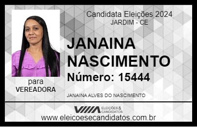 Candidato JANAINA NASCIMENTO 2024 - JARDIM - Eleições