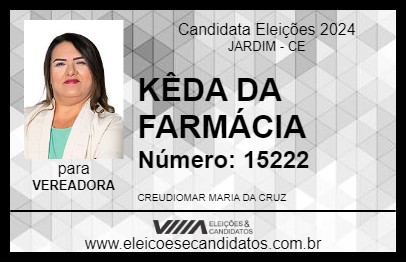 Candidato KÊDA DA FARMÁCIA 2024 - JARDIM - Eleições