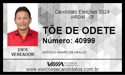 Candidato TÕE DE ODETE 2024 - JARDIM - Eleições