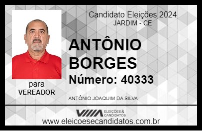 Candidato ANTÔNIO BORGES 2024 - JARDIM - Eleições