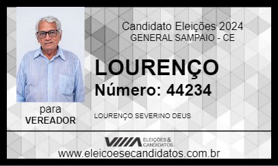 Candidato LOURENÇO 2024 - GENERAL SAMPAIO - Eleições