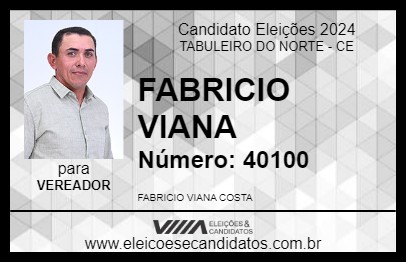 Candidato FABRICIO VIANA 2024 - TABULEIRO DO NORTE - Eleições