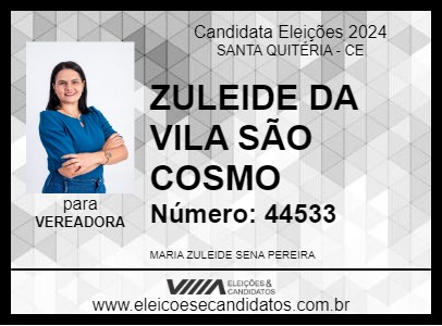 Candidato ZULEIDE DA VILA SÃO COSMO 2024 - SANTA QUITÉRIA - Eleições