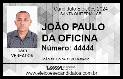 Candidato JOÃO PAULO DA OFICINA 2024 - SANTA QUITÉRIA - Eleições