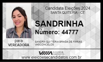 Candidato SANDRINHA 2024 - SANTA QUITÉRIA - Eleições