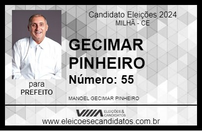 Candidato GECIMAR PINHEIRO 2024 - MILHÃ - Eleições