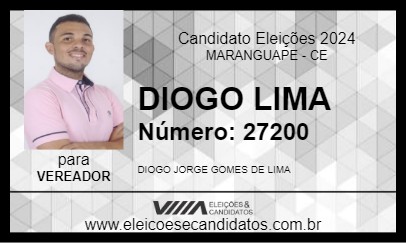 Candidato DIOGO LIMA 2024 - MARANGUAPE - Eleições