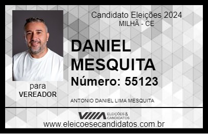 Candidato DANIEL MESQUITA 2024 - MILHÃ - Eleições