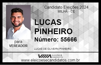 Candidato LUCAS PINHEIRO 2024 - MILHÃ - Eleições