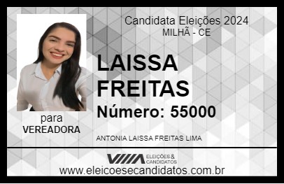 Candidato LAISSA FREITAS 2024 - MILHÃ - Eleições