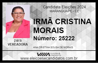 Candidato IRMÃ CRISTINA MORAIS 2024 - MARANGUAPE - Eleições