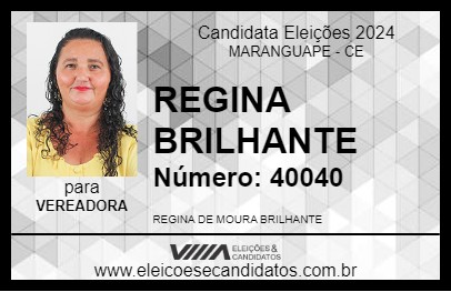 Candidato REGINA BRILHANTE 2024 - MARANGUAPE - Eleições