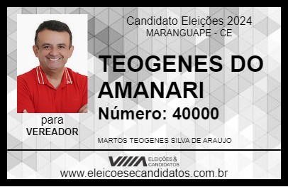 Candidato TEOGENES DO AMANARI 2024 - MARANGUAPE - Eleições