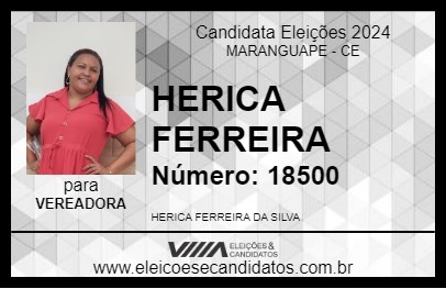 Candidato HERICA FERREIRA 2024 - MARANGUAPE - Eleições