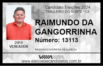 Candidato RAIMUNDO DA GANGORRINHA 2024 - TABULEIRO DO NORTE - Eleições