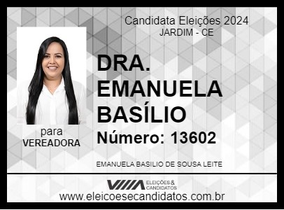 Candidato DRA. EMANUELA BASÍLIO 2024 - JARDIM - Eleições